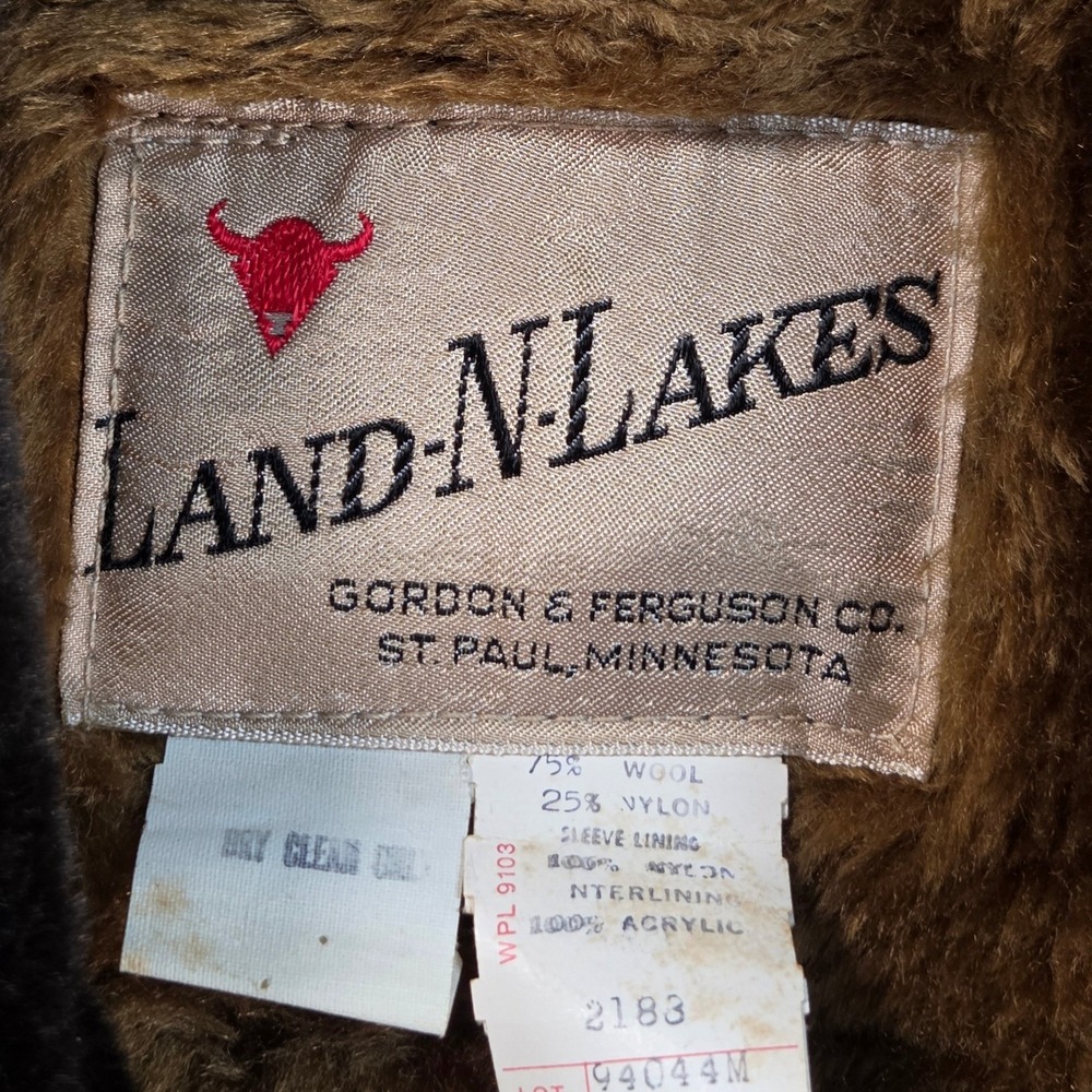 Vintage Wool Herringbone Coat Faux Fur Lined Western‎ Ranch Barn Jacket Size 44 - Picture 6 of 16